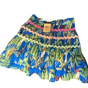 - NWT ENTRO Ruffle Tropical Safari Skirt